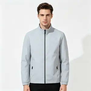New Autumn Men’s Stand Collar Lightweight Trench Coat — Zip-Front Casual Waterproof Overcoat, Solid Color Minimalist Business-Casual Everyday Outerwear