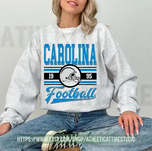 [Sale Up To 50%] Carolina Football Crewneck, Panther Sweatshirt, Vintage Carolina Football Crewneck Sweatshirt, Carolina Football Sweater, Gift For Fan, Trendy USA Cotton Fabric