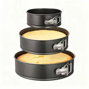 3 Set of Springform Pan Set (7/8/9 Inch), Round Nonstick Baking Pans with Detachable Bottom for Baking Cakes Pie and Flan, Includes Parchment Papers and Scrapers
