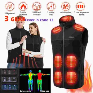 Electric Heated Vest for Men - 13-Zone Body Warming Technology - Rechargeable Battery Heated Jacket - Thermal Fleece Lining with 3 Heat Levels - Perfect for Outdoor Work & Winter Sports