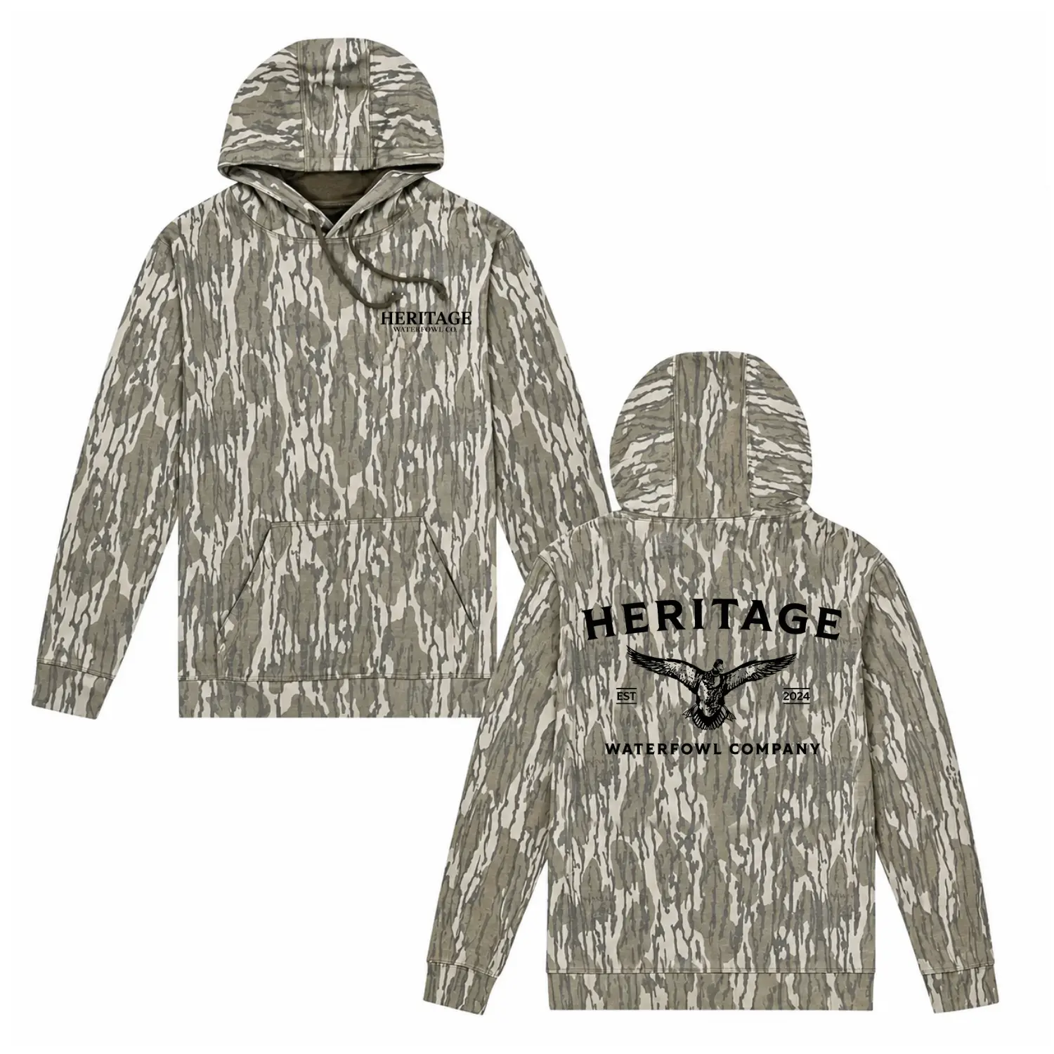 Washed Bottomland Mallard Mossy Oak Bottomland Camo Crewneck Hoodie , Unisex Hunting Pullover, Vintage Woodland Outdoor Hoodie S-5XL