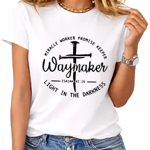 Waymaker Miracle Worker Promise Keeper Isaiah 42 16 Bible Verse Cross Graphic T-Shirt For Christian Faith And Spiritual Devotion