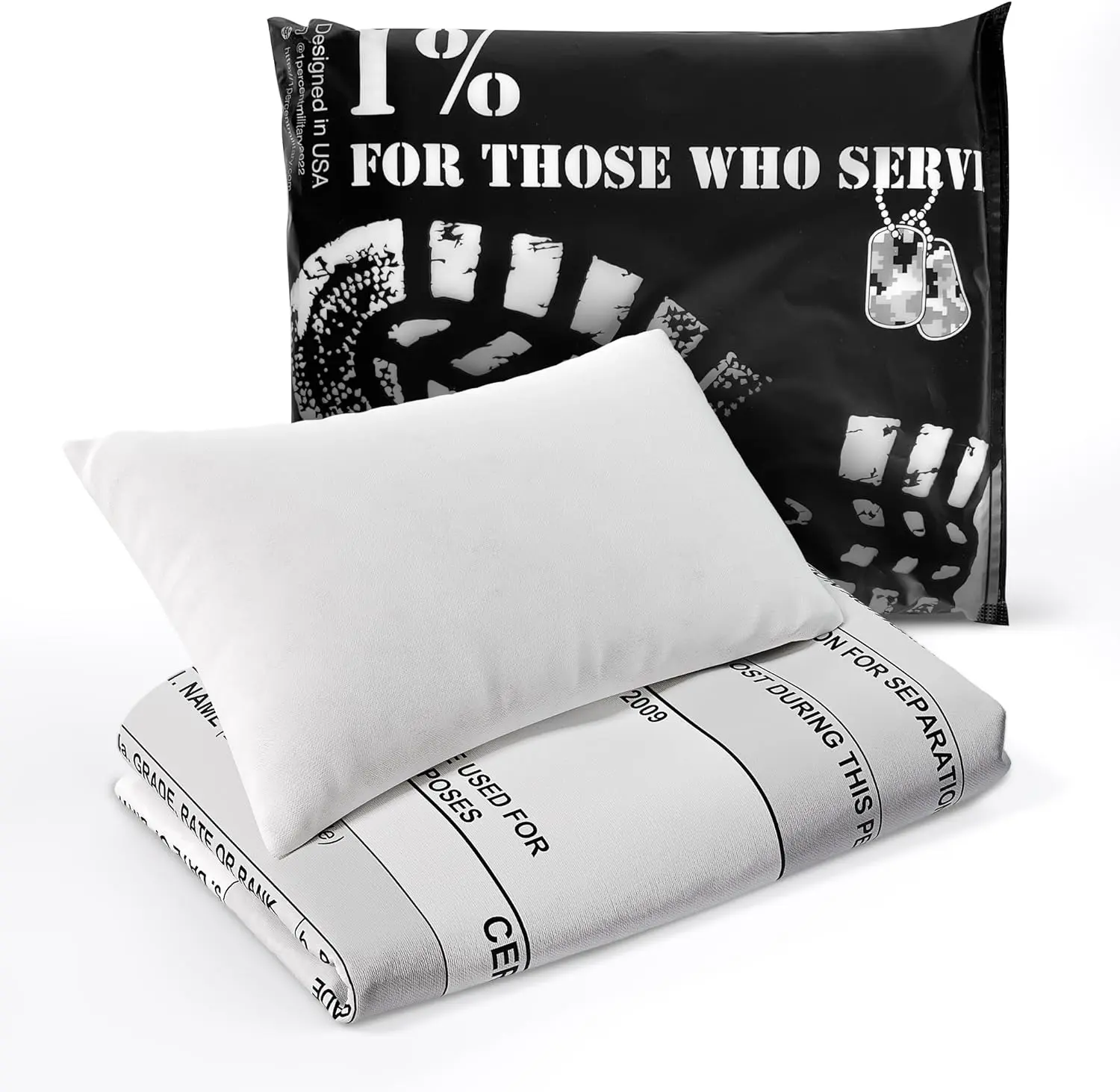 1 % MILITARY Bunk Bed Bedding Set: Fitted Sheet and Pillowcase Standard Size, Unique Design DD214 Form, Fillable Discharge Paper Design, Customizable GIFT