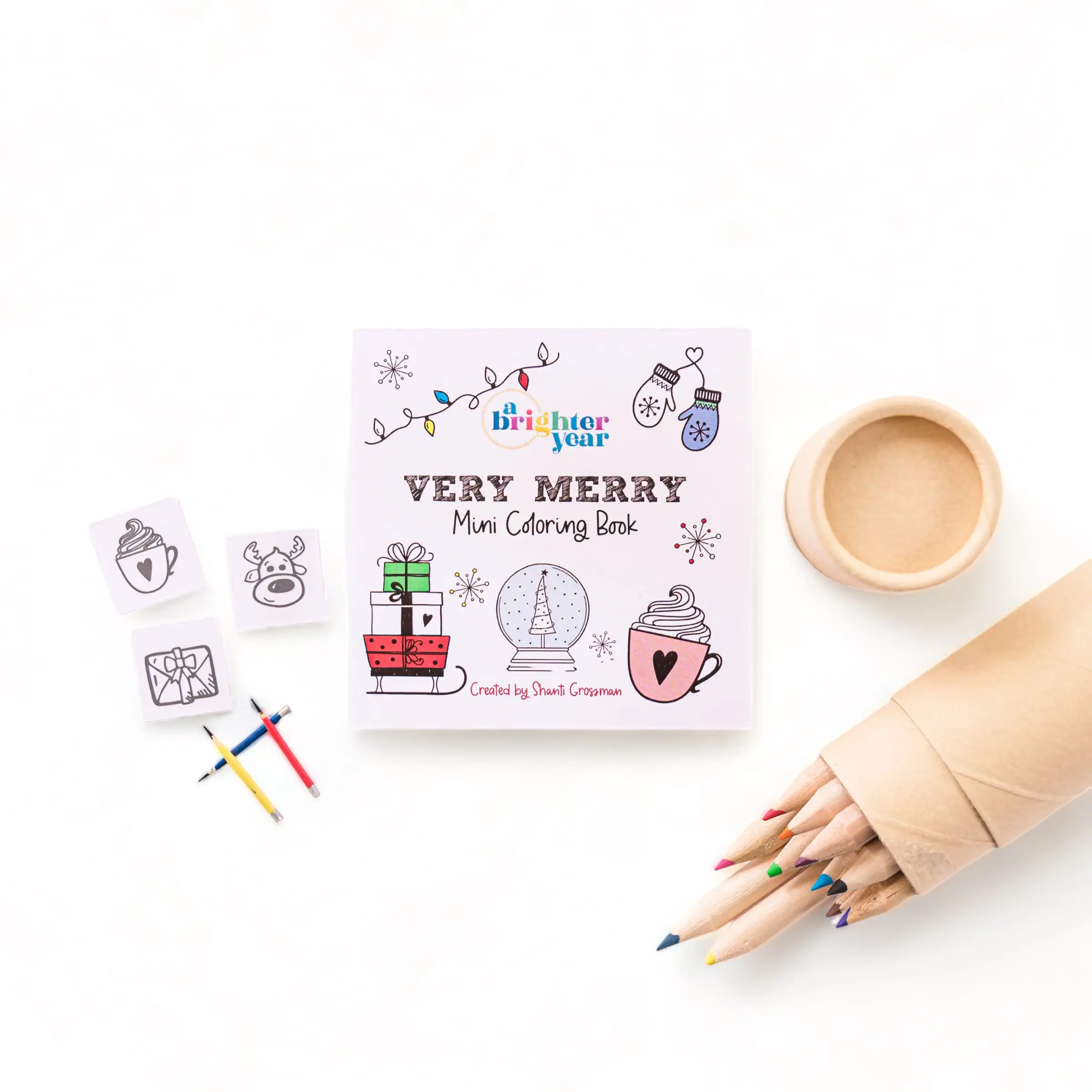 Mini Holiday Gift Set Elf Prop Mini Coloring Books, A Brighter Year, simple coloring books, bold coloring books