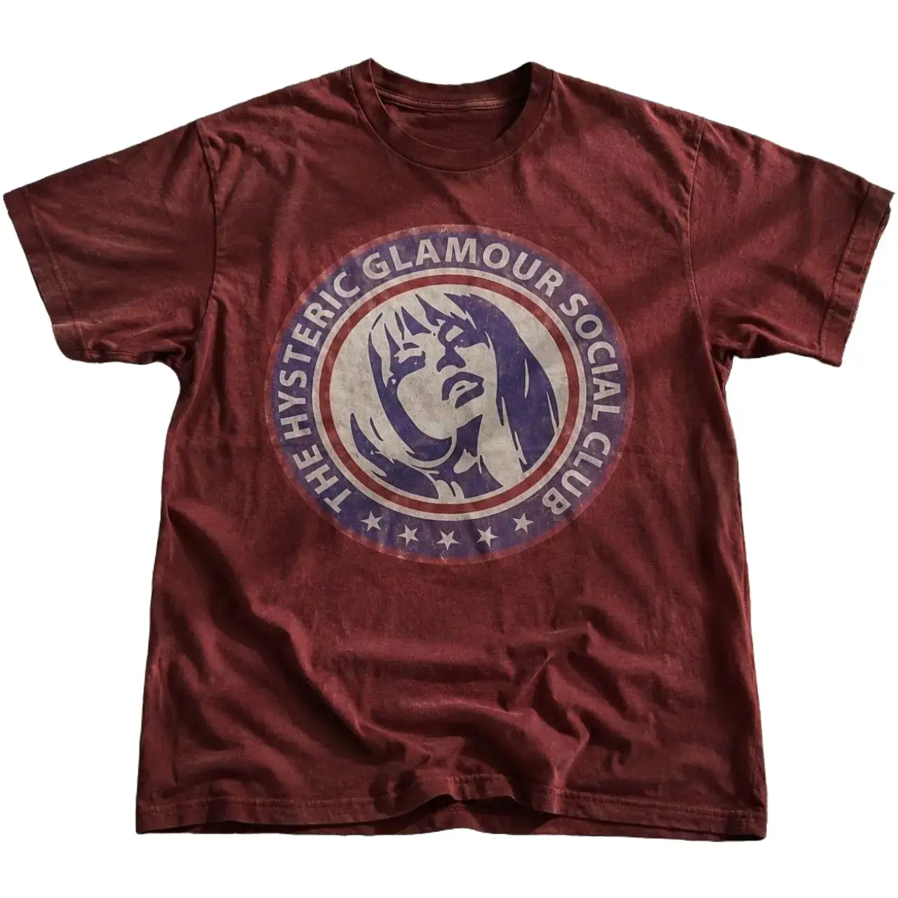 Hysteric Glamour Graphic T-Shirt, Maroon Gildan Unisex Cotton Tee, Vintage Distressed Streetwear Shirt, Retro Y2K Japanese Fashion Graphic Tee, Edgy Grunge Gift
