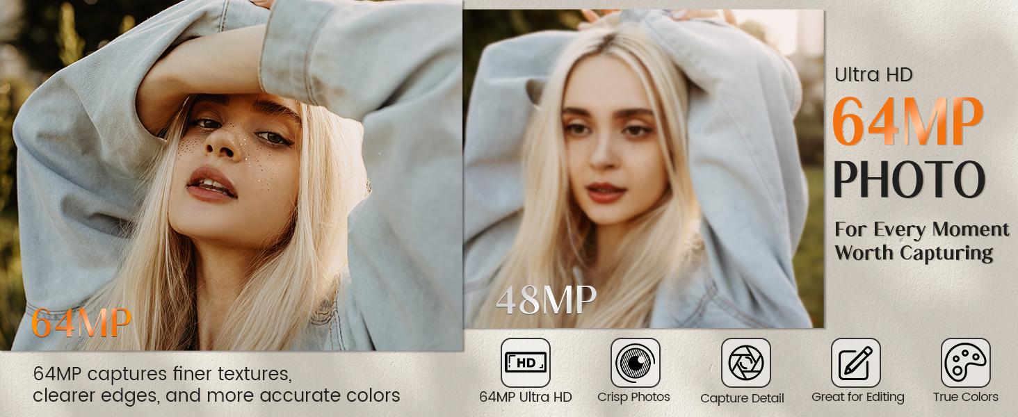 4K Digital Camera for Photography with WiFi,64MP Autofocus Vlogging Camera for YouTube,3'' 180° Flip Screen Compact Travel Camera for Teens with 32GB SD Card,16X Zoom,Anti-Shake,2 Batteries(Black)