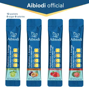Aibiodi Electrolyte Powder Sticks  | Single Packet | Hydration Drink Mix | Sugar-Free | Available in Multiple Fruit Flavors  | Made in USA | Easy to Mix