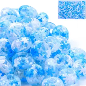 Girls' Lucky Beads Lover  Beads, Big Hole Spacer Beads European Craft Beads for DIY Charms Bracelet  Making (Light Blue Snowflakes)