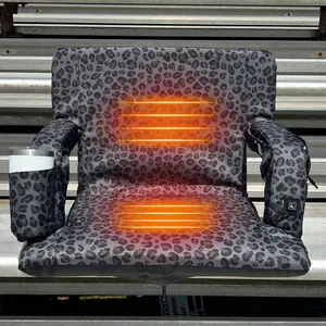 Heated Black Leopard 23" Stadium Seat with Armrests