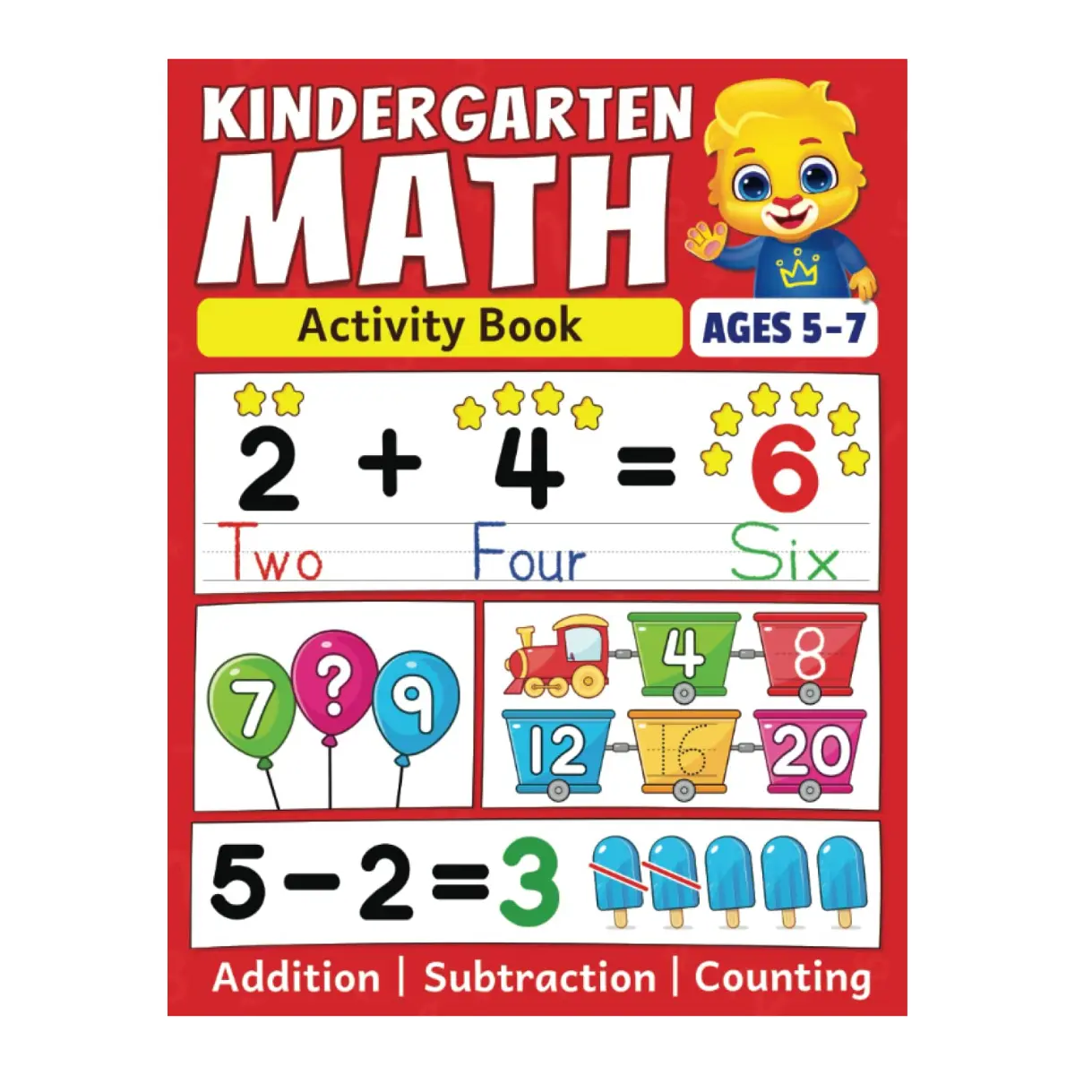 Kindergarten Math Activity Book Addition Subtraction Counting Ages 5-7 - Paperback