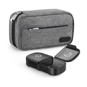 Canvas Bag XL Weekly Pill Organizer 2 Times a Day, Travel Pill Box 7 Day with One-Side Large Opening, AM PM Pill Case with Portable Cloth Bag for Supplements, Vitamins, Fish Oils