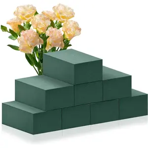2 Pcs Floral Foam Blocks (7.8" L x 3.5" W x 2.4" H) Green Dry & Wet Flower Foam for Flower Arrangements DIY Crafts Wedding Birthdays Home Decorations