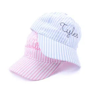 Stripe Kids Hat - Classic Baseball Cap in Pink or Blue Stripes