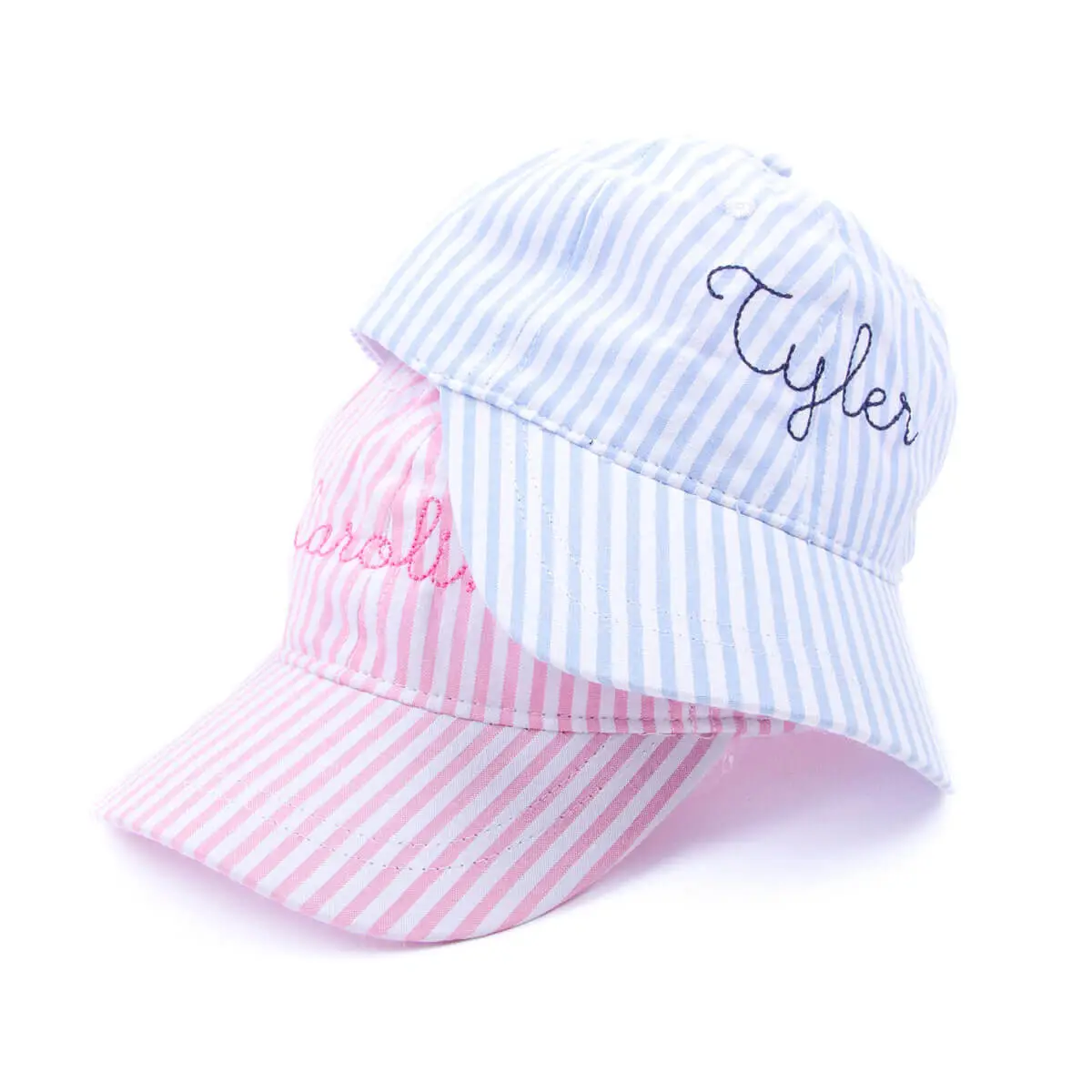 Stripe Kids Hat - Classic Baseball Cap in Pink or Blue Stripes
