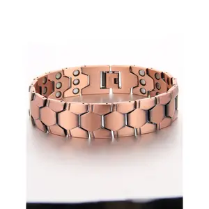 Men's Magnetic Copper Bracelet, Adjustable Cuff Design, Casual Style Gift, Perfect Holiday Present, All Season Wear, Trendy Jewellery Accessories
