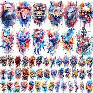 52 Realistic Watercolor Temporary Tattoos for Women Adults Long Lasting Waterproof 3D Floral Butterfly Phoenix Mandala Designs All Skin Types Durable Durable