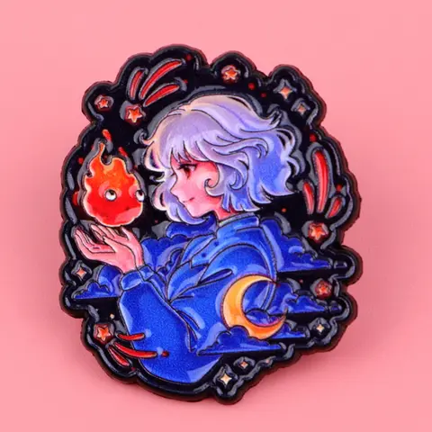 Anime Girl Zinc Alloy Enamel Badge Pin Brooch Pin Clip, Durable Metal Pins, Unique Design Unisex Fashion Accessory, Perfect Gift for All Seasons