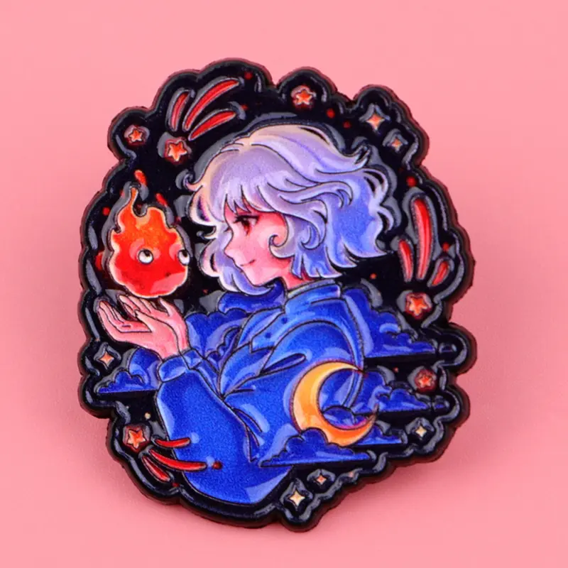 Anime Girl Zinc Alloy Enamel Badge Pin Brooch Pin Clip, Durable Metal Pins, Unique Design Unisex Fashion Accessory, Perfect Gift for All Seasons