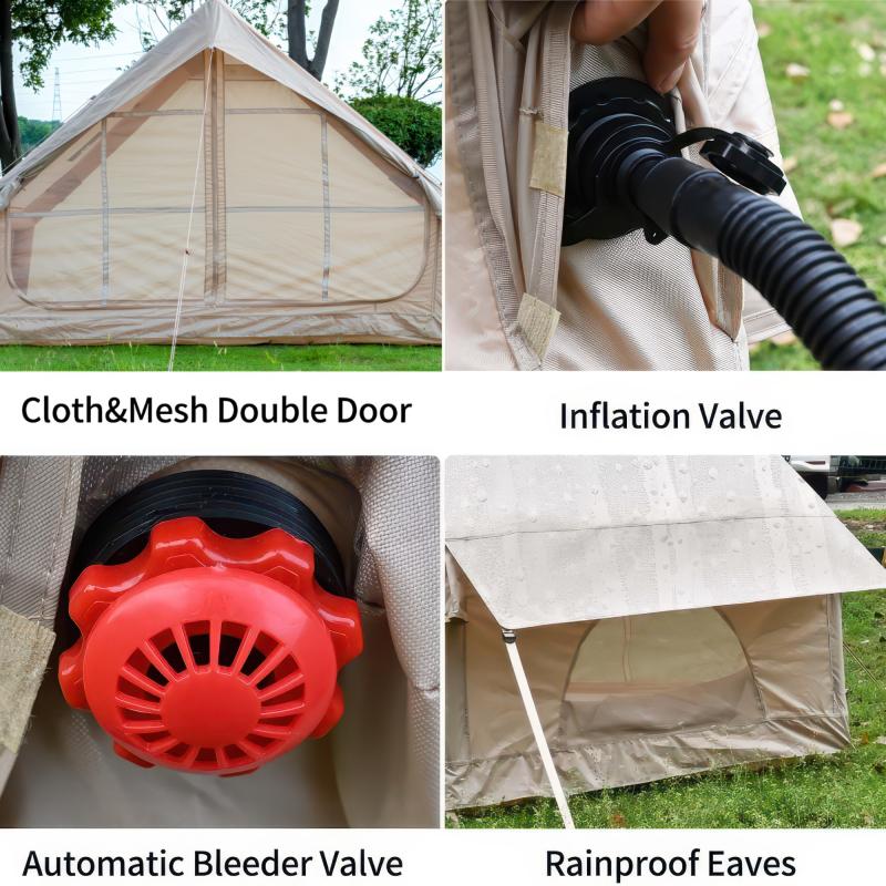 [Bellemave]Inflatable Tent With Pump,Glamping Tents For 4-6 Person, Easy Setup 4 Season Waterproof Outdoor Tent,Waterproof Luxury Glamping Tent with 12 Mesh Window