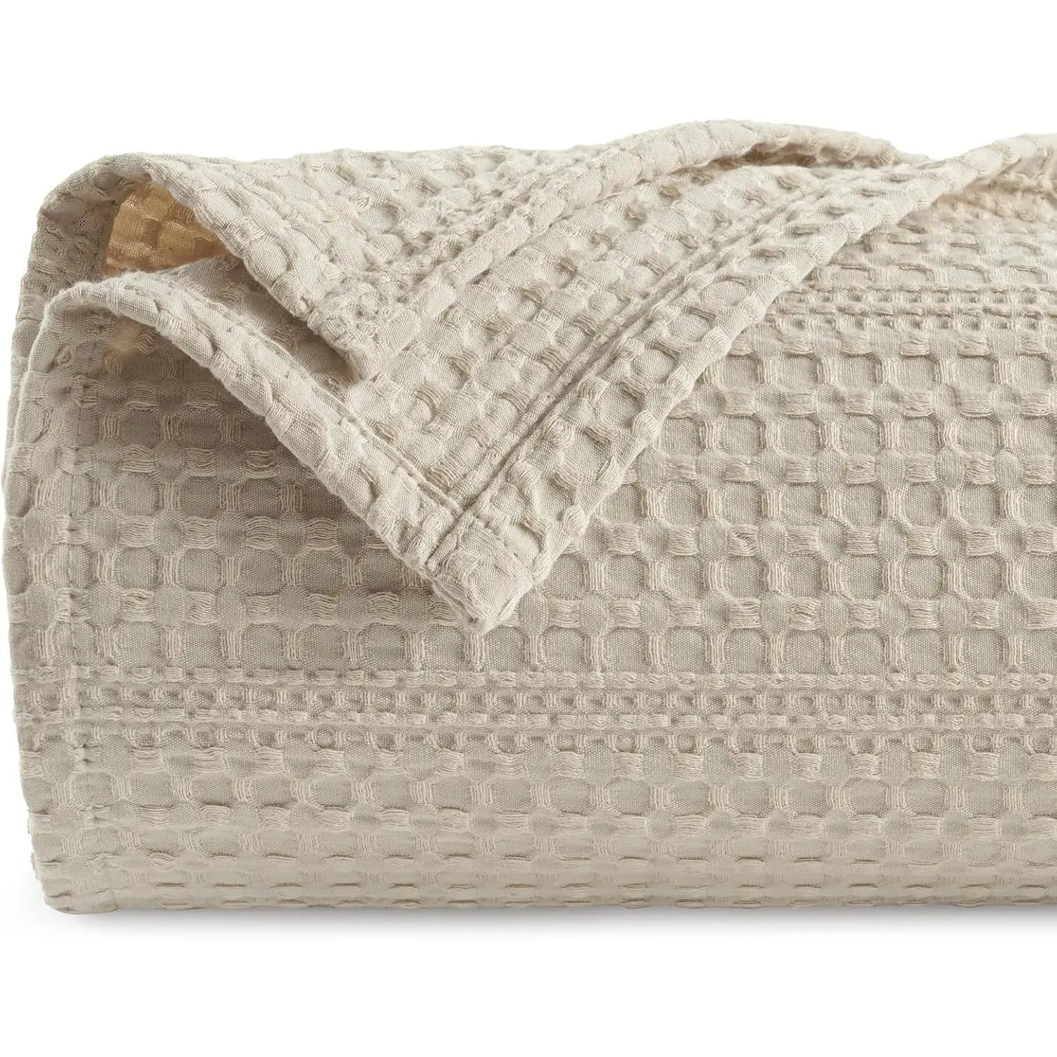 Linen Soft Waffle Weave Blanket - King Size 104"x90", Lightweight Summer Bedding for Hot Sleepers, Pet Friendly, Warm Aesthetic for Couch Sofa, Home/Office, Beach Cozy Lounge, Watch Party Use, Outdoor Nap