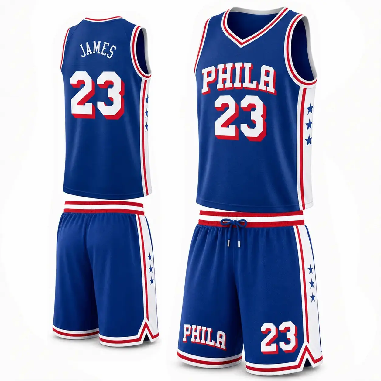 Unisex Basketball #23 James Philadelphia Jersey & Shorts  Breathable Mesh Athletic Outfit for Gym, Training, Streetwear & Game Day