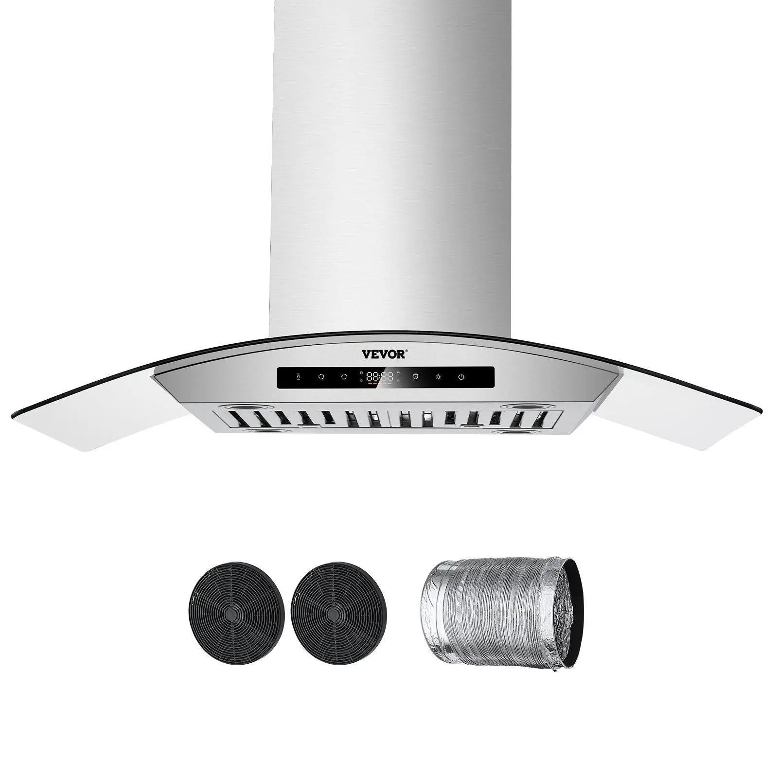 VEVOR 30" Stainless Steel Wall-Mount Range Hood, 800CFM Airflow, Gesture Ctrl, Touch Control, Ceiling-Mount Vent, LED Lights