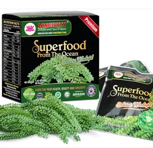 LONGEVITY Dehydrated Sea Grapes, 1.4 oz of (Pack of 2), Umibudo Green Caviar, Lato Seaweed | Enhance Health, Boosting Immune System, Valued Natural Gift From Sea (Original, 40g)