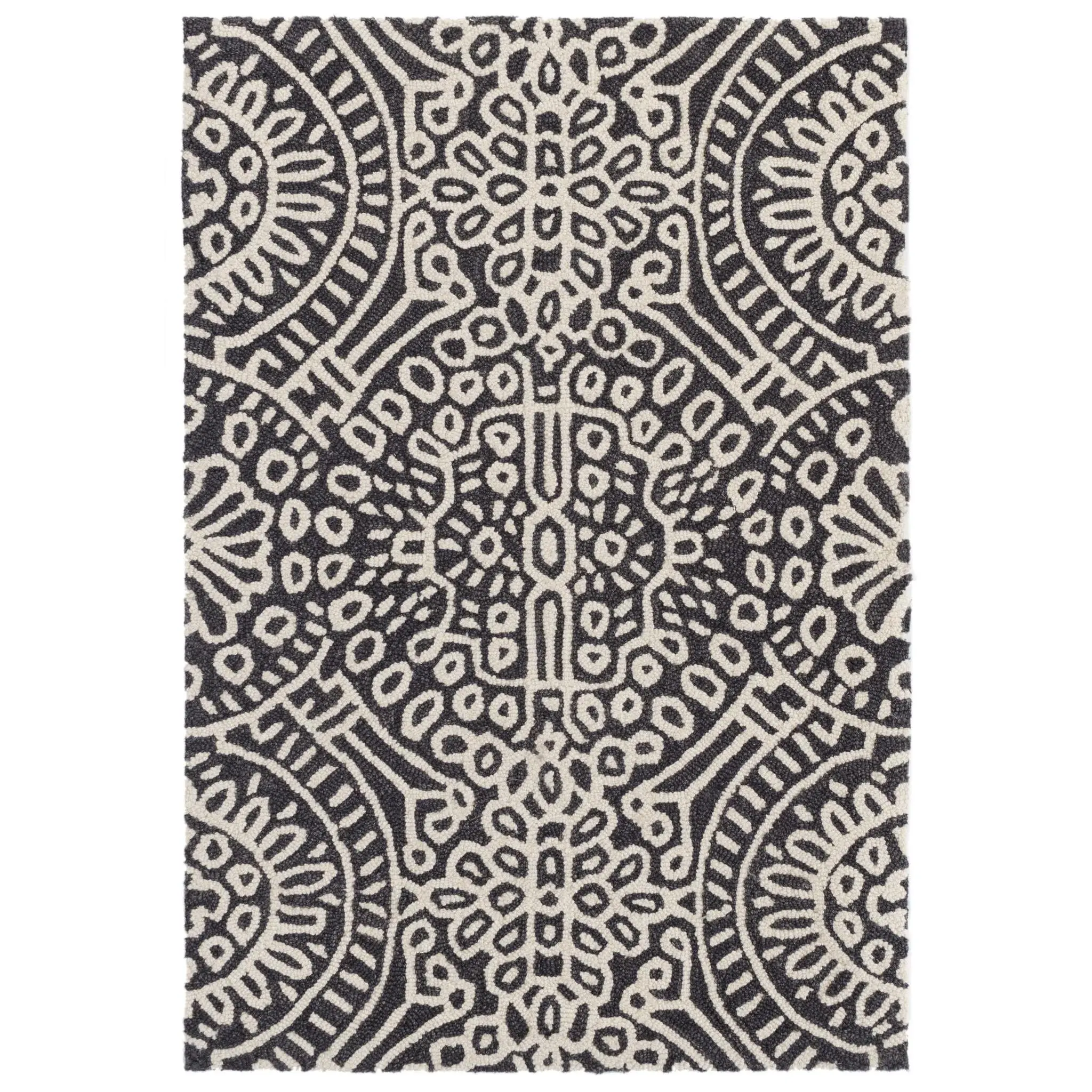Temple Charcoal Hand Micro Hooked Wool Rug