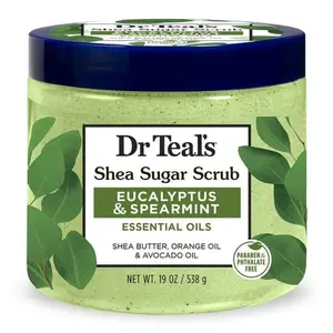 Exfoliante Corporal de Azúcar con Manteca de Karité y Aceites Esenciales de Eucalipto y Menta Verde, 19 oz