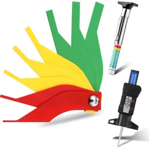 Digital Tire Tread Depth Gauge Tool Set of 3 for Motorcycle Car Truck & Bus Brake Lining Thickness Measurement Ruler Coded Automotive Tool