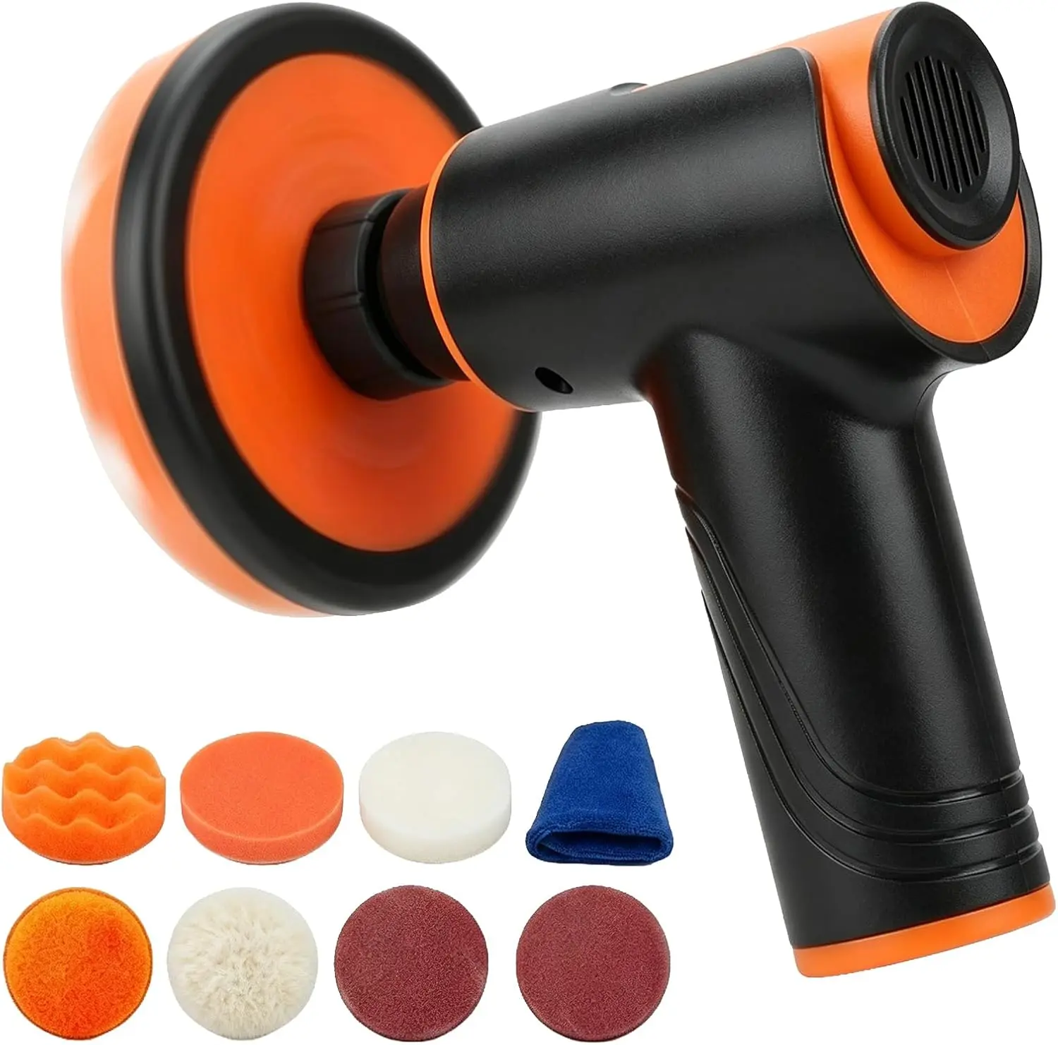 Car Polisher, 2-Speed 1700–2500 RPM Electric Polisher with 2x2000mAh Battery, Lightweight Auto Kit for Car Detailing, Waxing, Polishing & Scratch Removal (black)