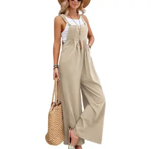 Women's Plain Overalls - Work Overalls - Fit Fashion Wide Leg Summer Casual Elegant Overall Womenswear Lady Fitted Basic