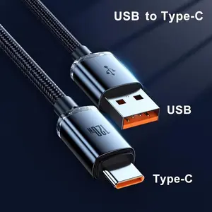 120W 6A USB-A to Type-C Super Fast Charging Cable – Turbo Power, Quick Charge for Phones, Tablets & Laptops