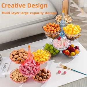 Creative Stackable Fruit Bowl Snack Stand | Multi Tier Tray for Fruit Candy Nuts Dessert Storage Display | Gorgeous Elegant Kitchen Table Organizer Tray