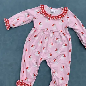 Pink Santa baby girls Christmas romper
