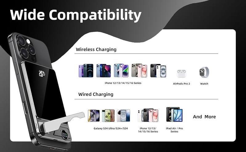 MagSafe Portable Charger 5000mAh, 20W USB-C PD Fast Charging Magnetic Power Bank with Foldable Stand & LED Display, Wireless Charging for Phone, Watch & Earbuds, Compatible with iPhone 17/16/15/14/13/12 Series MagSafe Portable Charger 5000mAh, 20W USB-C PD Fast Charging Magnetic Power Bank with Foldable Stand & LED Display, Wireless Charging for Phone, Watch & Earbuds, Compatible with iPhone 17/16/15/14/13/12 Series