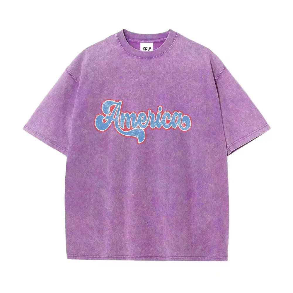 Vintage America Acid Wash Oversized T-Shirt Retro Graphic Tee, 100 Vintage America Acid Wash Oversized T-Shirt Retro Graphic Tee, 100