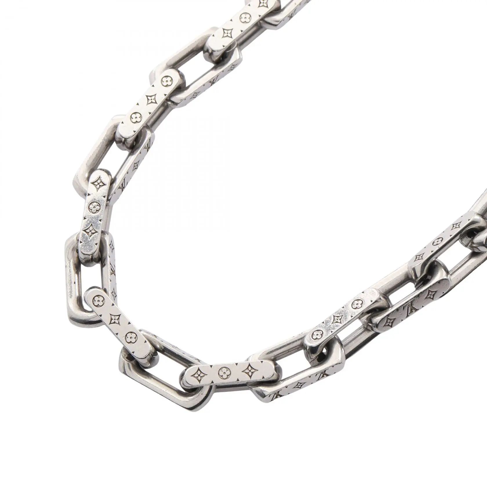 Pre-owned Louis Vuitton Stainless Small Leather Goods Collier Chain Monogram Steel Necklace