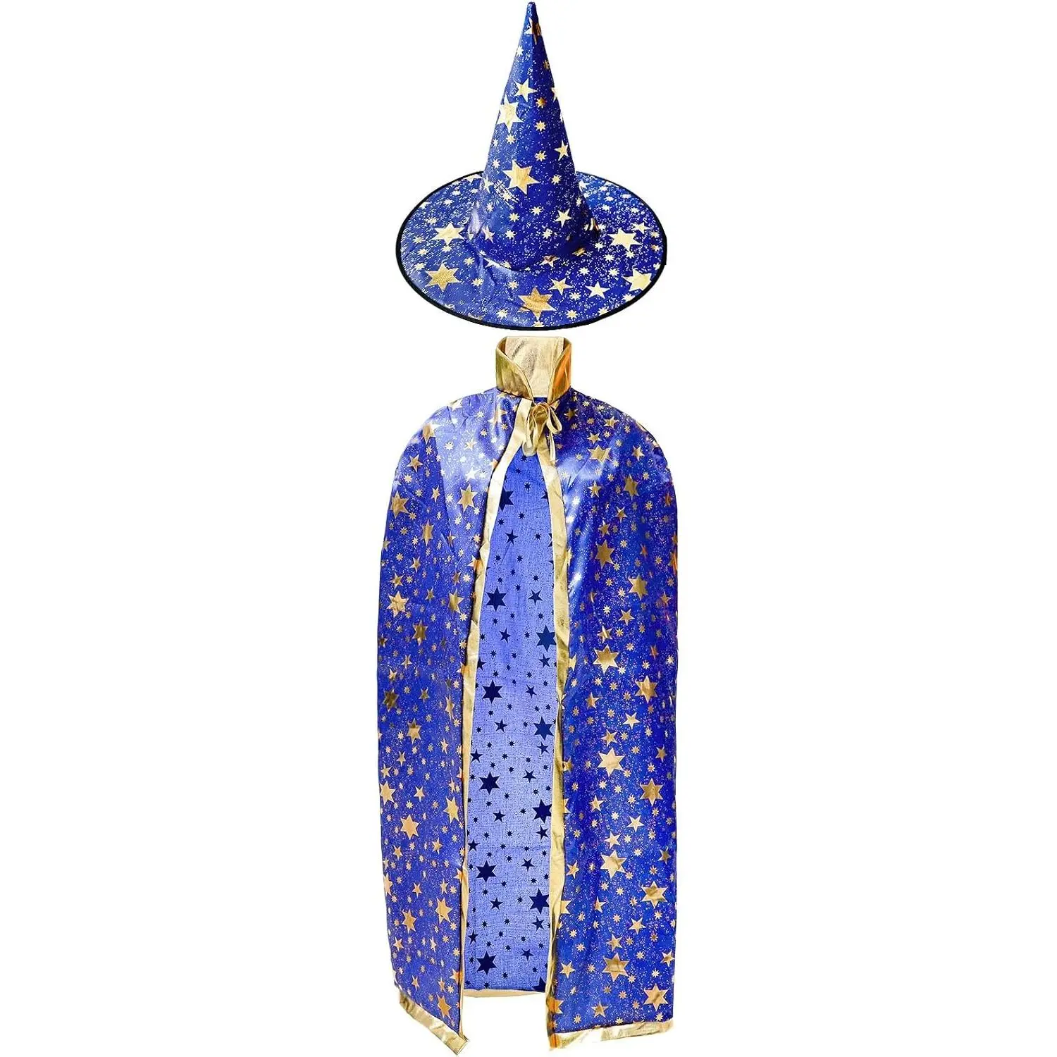 Halloween Wizard Costume Set Include 51" Cloak & Star Hat | Halloween Cosplay Costume for Adults, Men & Women, Parties, Roleplay & Dress Up