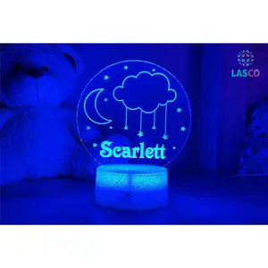 Moon & Cloud Kids Personalized Acrylic Night Light
