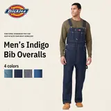 Dickies | Indigo Bib Overalls, Men's Overalls Workwear,100% Cotton,Multiple Pockets,With Hammer Loop for Tools