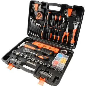 General Household Hand Tool Kit, Portable Complete Repair Tool Set for Homeowner Men, Basic Tool Box with Case for Home Car Dorm
