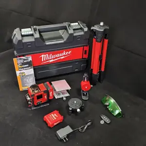 Milwaukee 16 Lines Outdoor Green Light Laser Level Horizontal Vertical Lines Precise Automatic Calibration Function Level Tool Combo Kit for Reliable Outdoor Projects