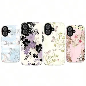 Retro Floral Aesthetics 2-In-1 Thick Phone Case – Elegant Flower, Y2K Butterfly Pattern Protective Case. Suitable For Compatible Phones: 17, 17air, 16, 15, 14, 13, 12, 11, PRO MAX, X, XS, PLUS, And As Well As Galaxy S21/22/23/24/25 Ultra/FE