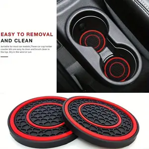 Premium Silicone Car Cup Holder Mat, Non-Slip Dustproof Easy Clean, Fits Most Vehicles, Design, Durable Auto Accessory