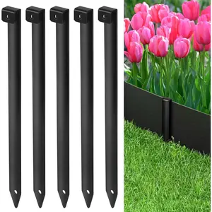 Landscape Edging Metal Stakes - 60 count, 10 Inch Garden Landscape Stakes, High Carbon Steel Landscape Anchoring Stakes for Flowerbed Edging, Outdoor Tent and Landscape Edging Coil