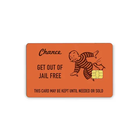 Credit Card Vinyl Skins With Easy Pull Tabs Get Out Of Jail Free Card