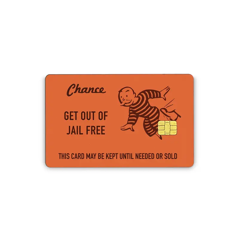 Credit Card Vinyl Skins With Easy Pull Tabs Get Out Of Jail Free Card