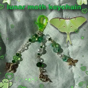 Fairy Lunar Moth Keychain, Handmade Accessory for Bags, Backpacks, Purses, Glass Beads, Metal Charms, Plastic Star Beads