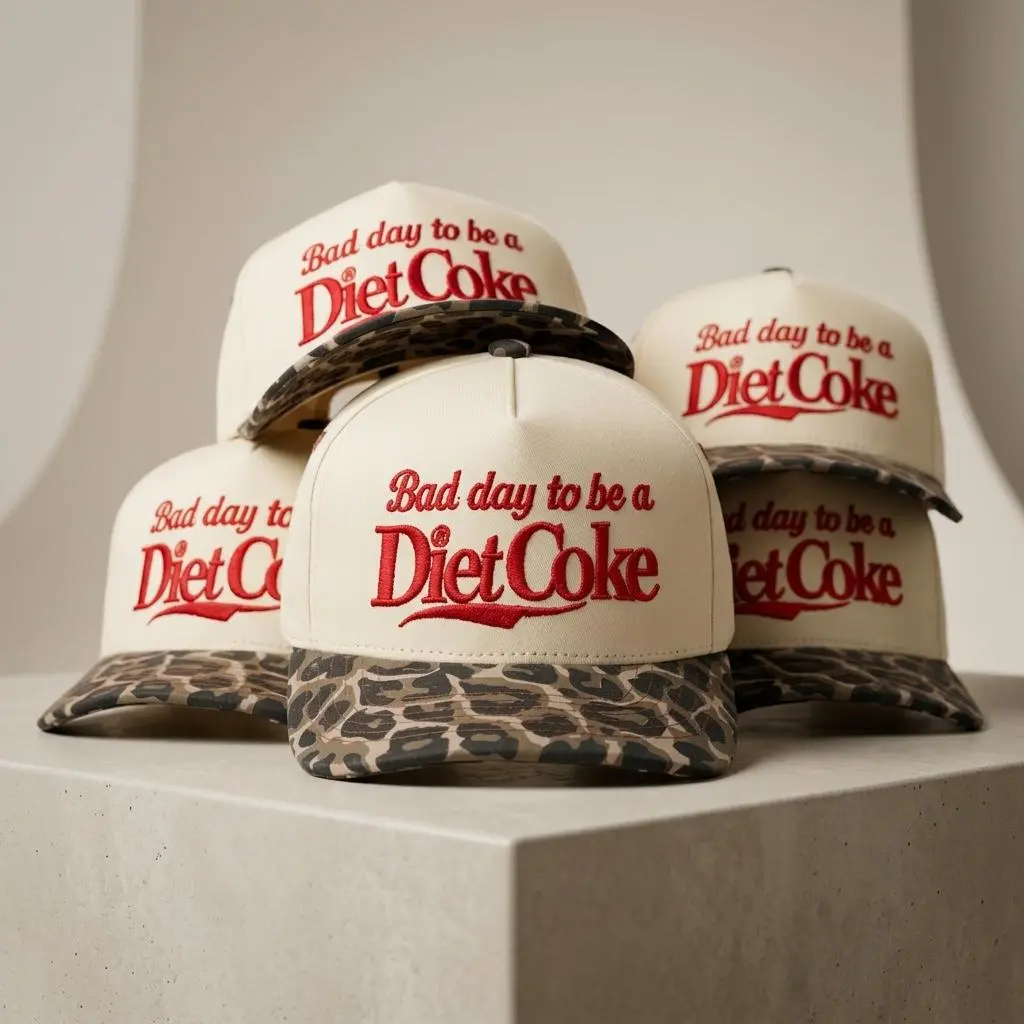 Embroidered Hat Bad Day To Be A Diet Coke Baseball Cap Retro Leopard Brim Trucker Hat Funny Soda Gift for Her Y2K Aesthetic Western Dad Hat